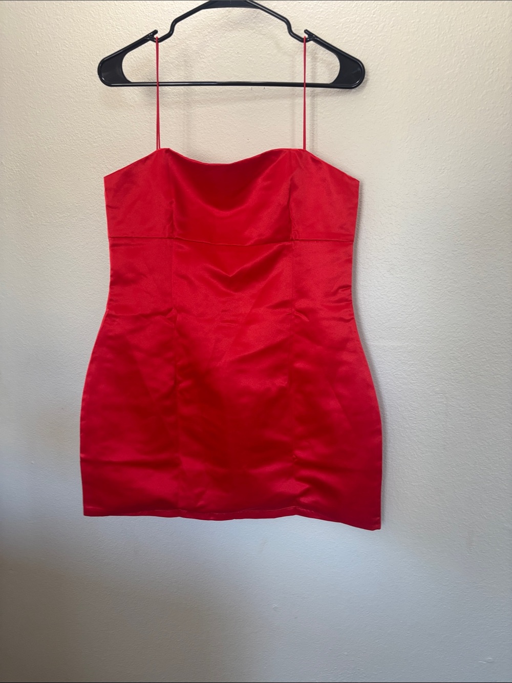 Satin Red Spaghetti-Strap Mini Dress